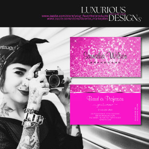 Luxury Girly Rosa Glitter Luminous Stars Initialer Visitkort