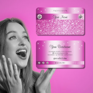 Luxury Girly Rosa Glitter Sparkling Stars Diamonds Visitkort