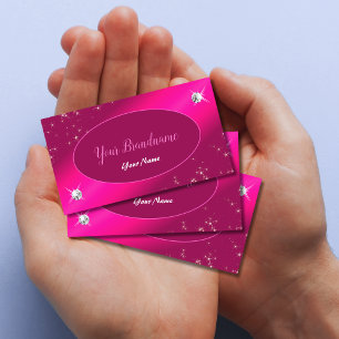 Luxury Girly Rosa Glitter Stars Diamonds Glamous Visitkort