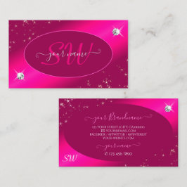 Luxury Girly Rosa Glitter Stars Diamonds Initialer Visitkort