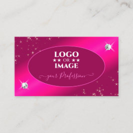 Luxury Girly Rosa Glitter Stars Diamonds med Logot Visitkort