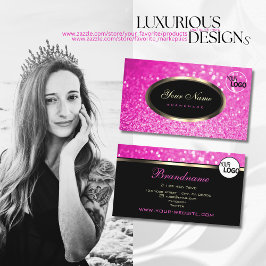 Luxury Girly Rosa Gnistra Glitter och Logotyp Nobl Visitkort