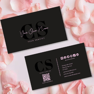 Luxury Glam Black Rosa Beautician Visitkort