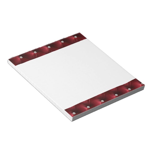 Luxury Glam Girly Red Faux Velvet Anteckningsblock (Vinklad)