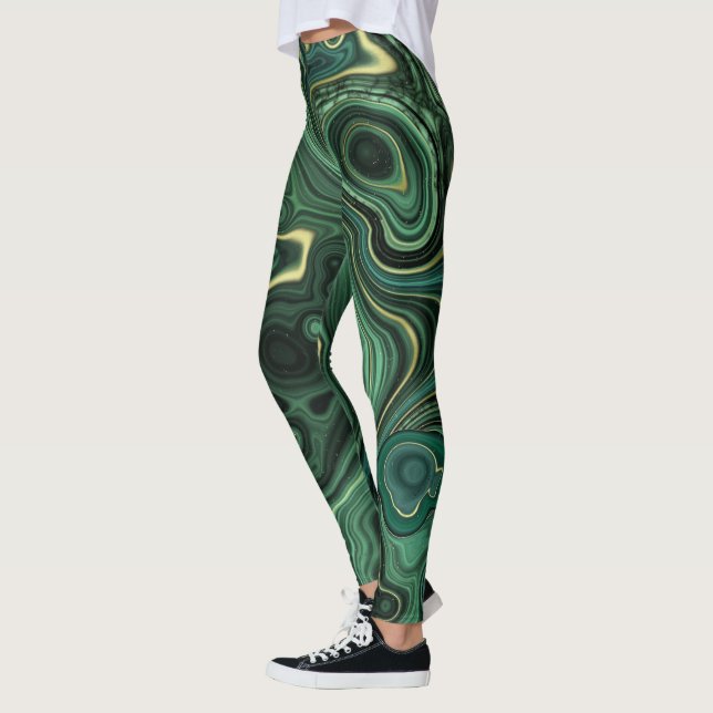 Luxury Glam Grönt Colorful Abstrakt Mönster Leggings (Vänster)