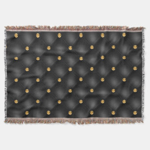 Luxury Glam Guld Diamond Gems Tuftad Elegant Black Filt
