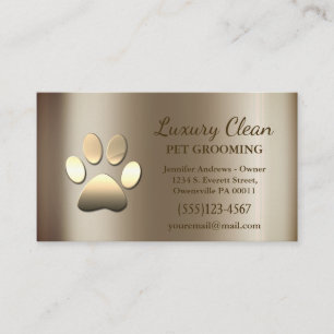 Luxury Glam Guld Metallic Hund Grooming Service Visitkort
