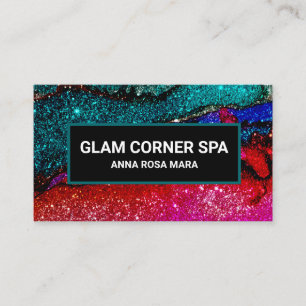 *~* Luxury Glam Rainbow QR Glitter Beauty Glitz Visitkort