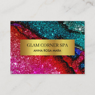 *~* Luxury Glam Rainbow QR Glitter Bling Beauty Visitkort