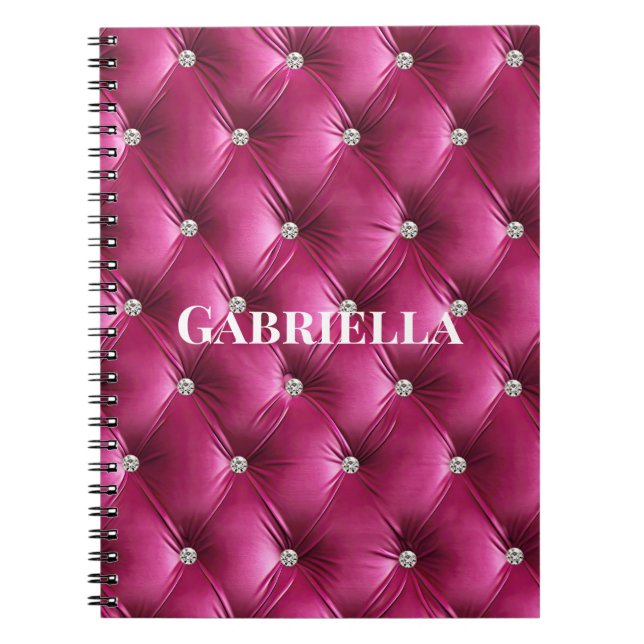 Luxury Glam Rosa Faux Velvet Anteckningsbok (Framsidan)