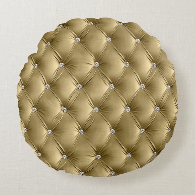 Luxury Glam Warm Guld Red Faux Velvet Rund Kudde (Framsidan)