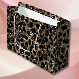 Luxury Glitter Brown Black Gold Leopard Pattern
