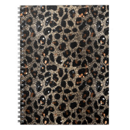 Luxury Glitter Brown Black Gold Leopard Pattern Anteckningsbok