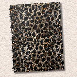 Luxury Glitter Brown Black Gold Leopard Pattern Anteckningsbok