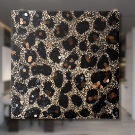 Luxury Glitter Brown Black Gold Leopard Pattern Kakelplatta