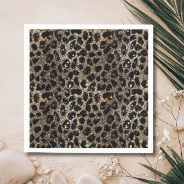 Luxury Glitter Brown Black Gold Leopard Pattern Pappersservett