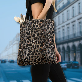 Luxury Glitter Brown Black Gold Leopard Pattern Tygkasse