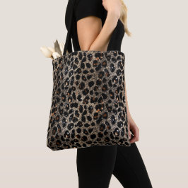 Luxury Glitter Brown Black Gold Leopard Pattern Tygkasse