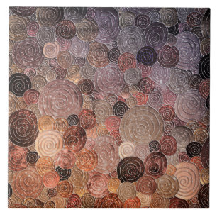 Luxury Glitter Dots and Circles - Warm Brown Kakelplatta