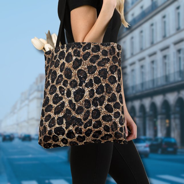 Luxury Glitter Gold Brown Black Leopard Pattern Tygkasse (Skapare uppladdad)