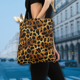 Luxury Glitter Gold Brown Rust Leopard Pattern Tygkasse