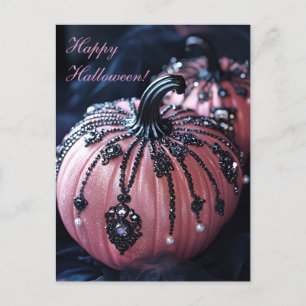 Luxury Glitter Pumpkins Halloween Greeting Card Vykort
