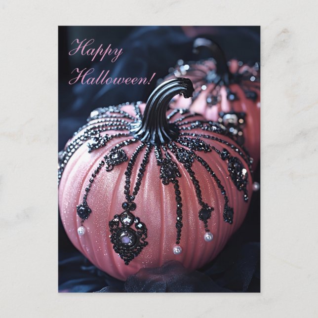 Luxury Glitter Pumpkins Halloween Greeting Card Vykort (Framsida)