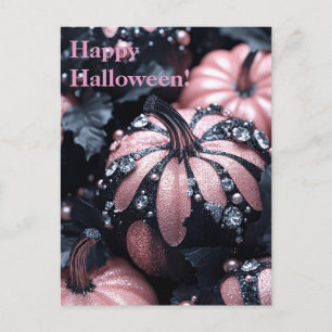 Luxury Glitter Pumpkins Halloween Greeting Card Vykort