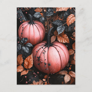 Luxury Glitter Pumpkins Halloween Greeting Card Vykort