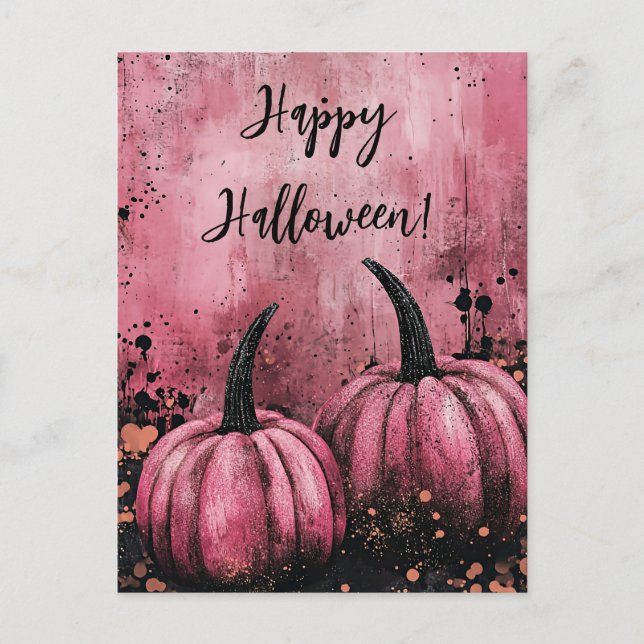 Luxury Glitter Pumpkins Halloween Greeting Card Vykort (Framsida)