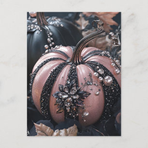 Luxury Glitter Pumpkins Halloween Greeting Card Vykort