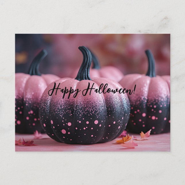 Luxury Glitter Pumpkins Halloween Greeting Card Vykort (Framsida)