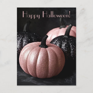 Luxury Glitter Pumpkins Halloween Greeting Card Vykort