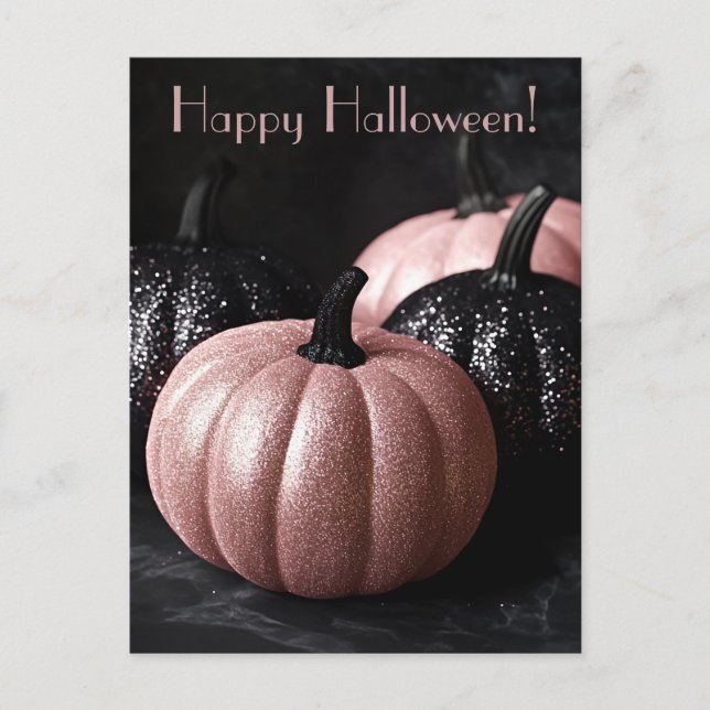 Luxury Glitter Pumpkins Halloween Greeting Card Vykort (Framsida)