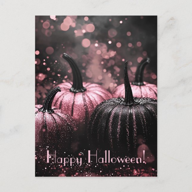Luxury Glitter Pumpkins Halloween Greeting Card Vykort (Framsida)