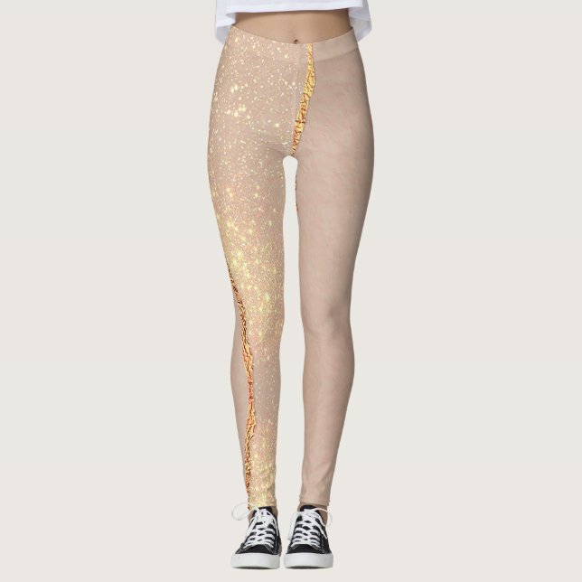 Luxury Glitter Ro Guld Leggings (Framsida)