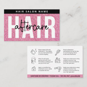 Luxury Glitter Rosa Hair Extensions After Care Visitkort
