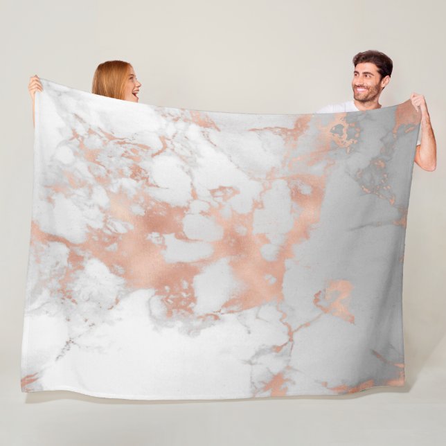Luxury  Glitter White Rosa Marble Fleecefilt (På plats)