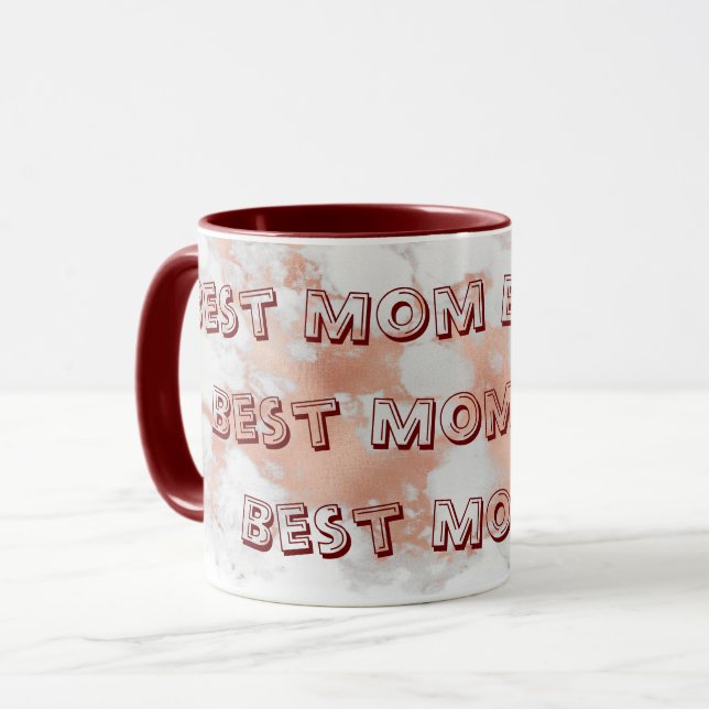 Luxury  Glitter White Rosa Marble Mugg (Framsida vänster)