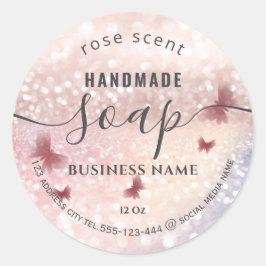 Luxury glittery romantic butterfly soap runt klistermärke