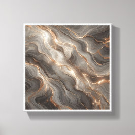 Luxury Glowing Gold Marble Abstract - Radiant Grey Canvastryck