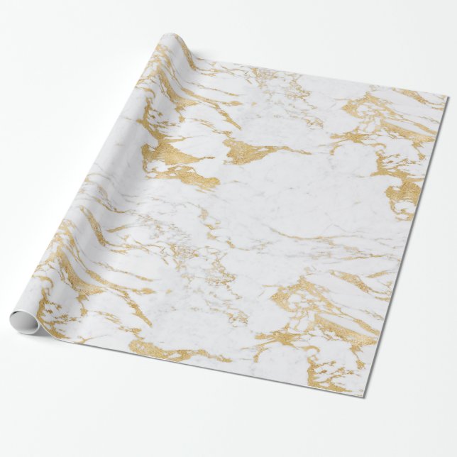 Luxury Gnistra Gold Foil Marble Presentpapper (Utrullad)