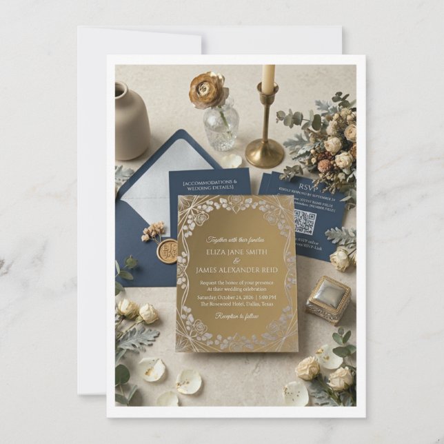 Luxury Gold Acrylic Wedding Invitation Suite  Inbjudningar (Framsida)