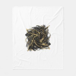 Luxury Gold and Black Abstract Marble Ink Flow Fleecefilt