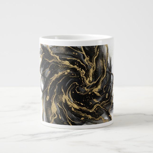 Luxury Gold and Black Abstract Marble Ink Flow Jumbo Mugg (Framsidan)