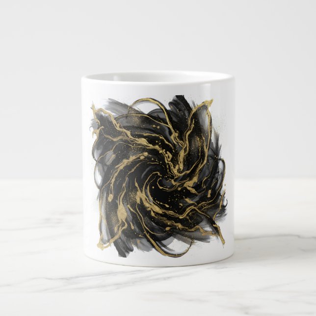 Luxury Gold and Black Abstract Marble  Jumbo Mugg (Framsidan)