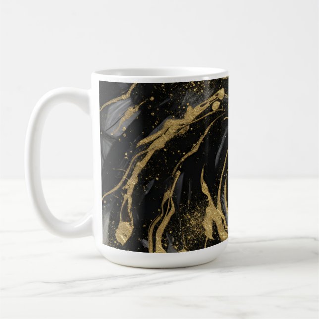 Luxury Gold and Black Abstract Marble  Kaffemugg (Vänster)