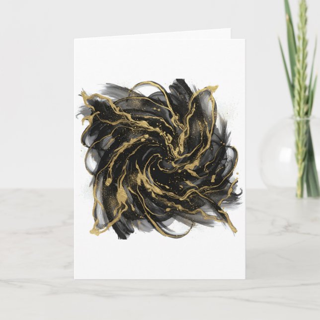 Luxury Gold and Black Abstract Marble  Kort (Framsida)