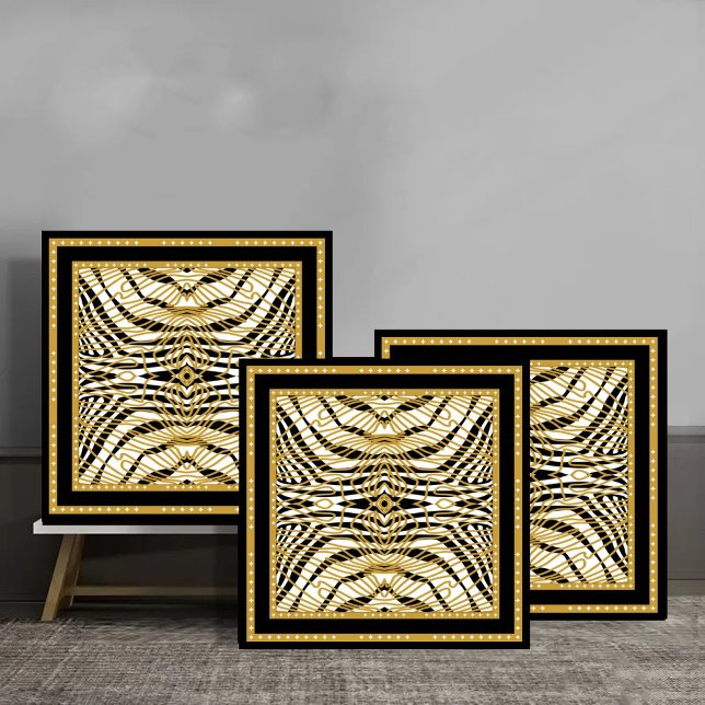 Luxury Gold and Black Abstract Zebra Pattern Kakelplatta (Skapare uppladdad)