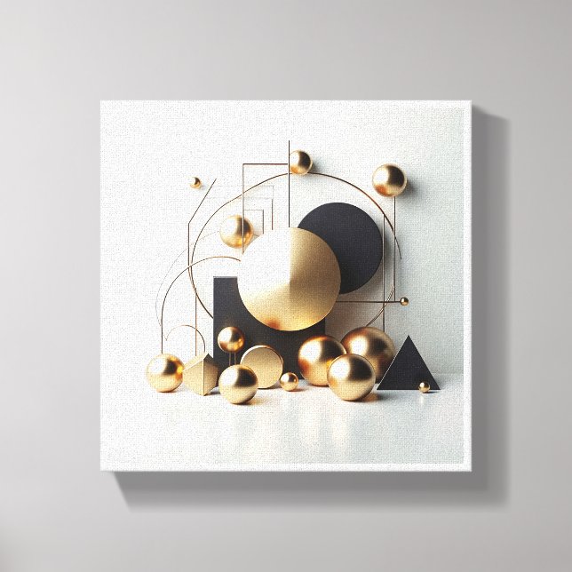 Luxury Gold and Black Geometric Abstract - Modern  Canvastryck (Framsida)